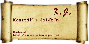 Kosztán Jolán névjegykártya